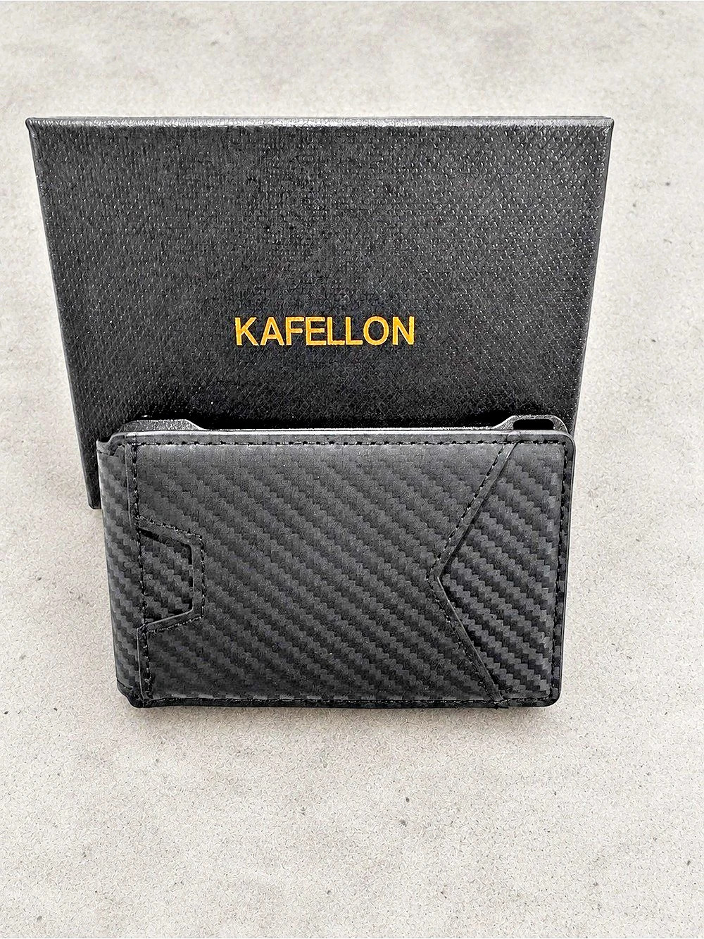 KAFELLON RFID Wallet with 2 ID Windows & Money Clip Black
